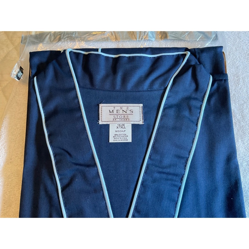 New Vintage Robe Men's Store Sears 1X/2X Tall Navy/lt Blue Retro-Style 80's